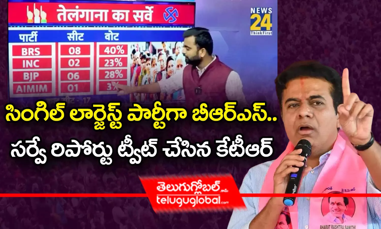 సింగిల్‌ లార్జెస్ట్‌ పార్టీగా బీఆర్ఎస్‌.. సర్వే రిపోర్టు ట్వీట్ చేసిన కేటీఆర్