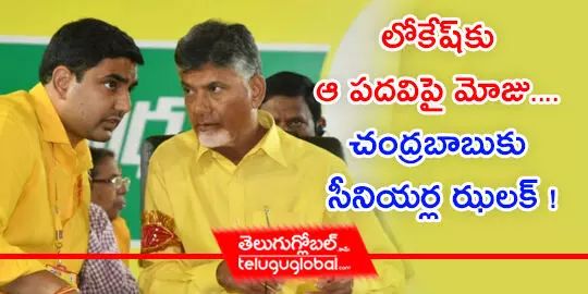 లోకేష్‌కు ఆ ప‌ద‌విపై మోజు.... చంద్ర‌బాబుకు సీనియ‌ర్ల ఝ‌ల‌క్ !