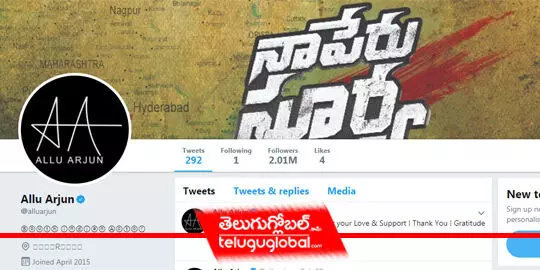 2 million followers and counting for Allu Arjun